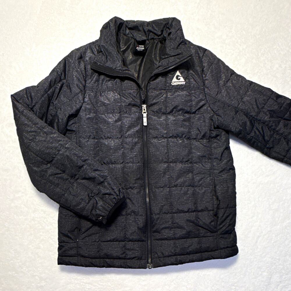 Gerry Kids Gray Puffer Jacket Full Zip Collared Size 14-16 Fall/Winter